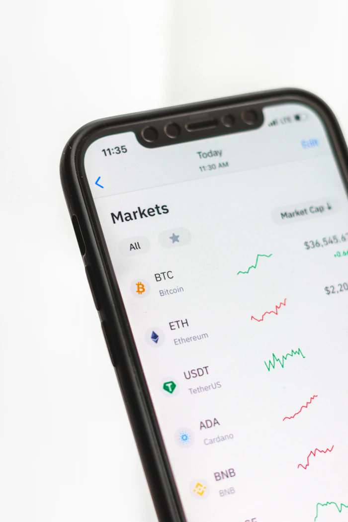 Markets watchlist on a mobile phone